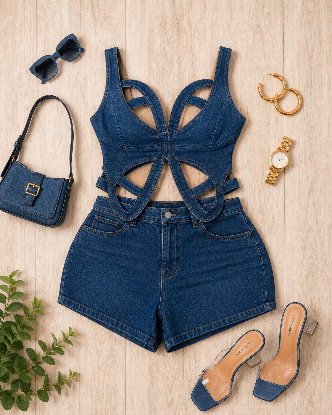 Blue Flame Curvy Denim Set