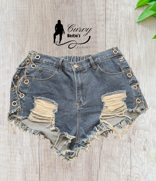 Chain Lace Denim Short